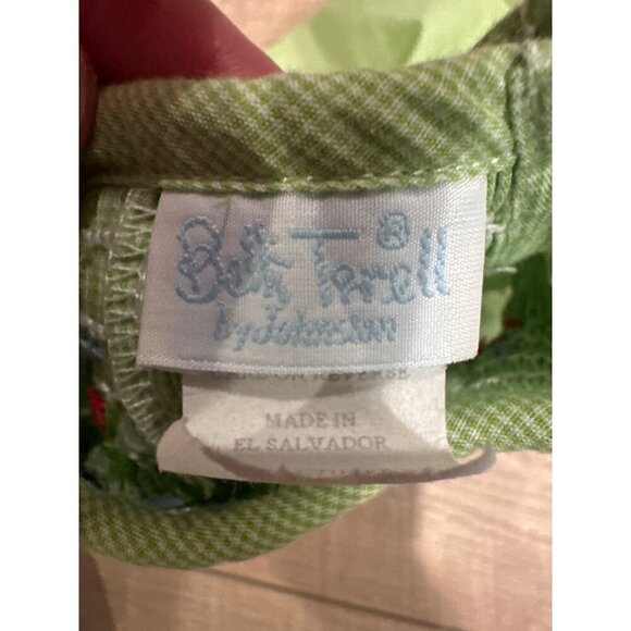 Beth Terrell Infant Green Gingham Romper With Embroidered Seahorses 12 month - Picture 3 of 5